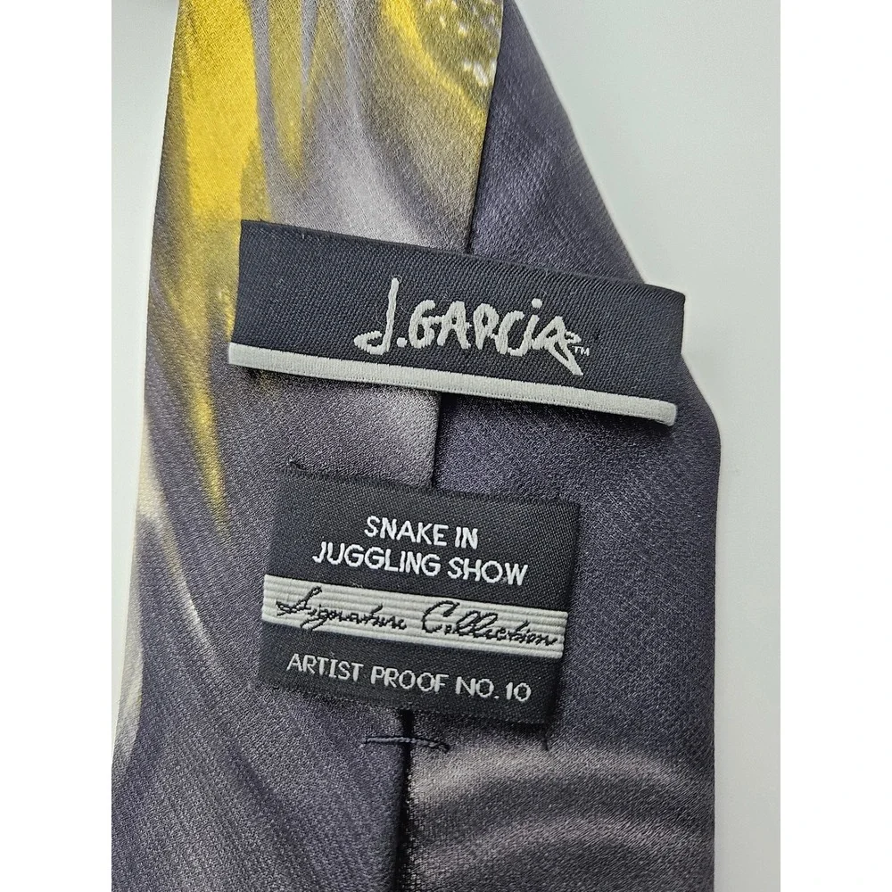 J. Garcia Snake in Juggling Show Artist Proof No. 10 Silk Tie Grey Yellow Mens‎